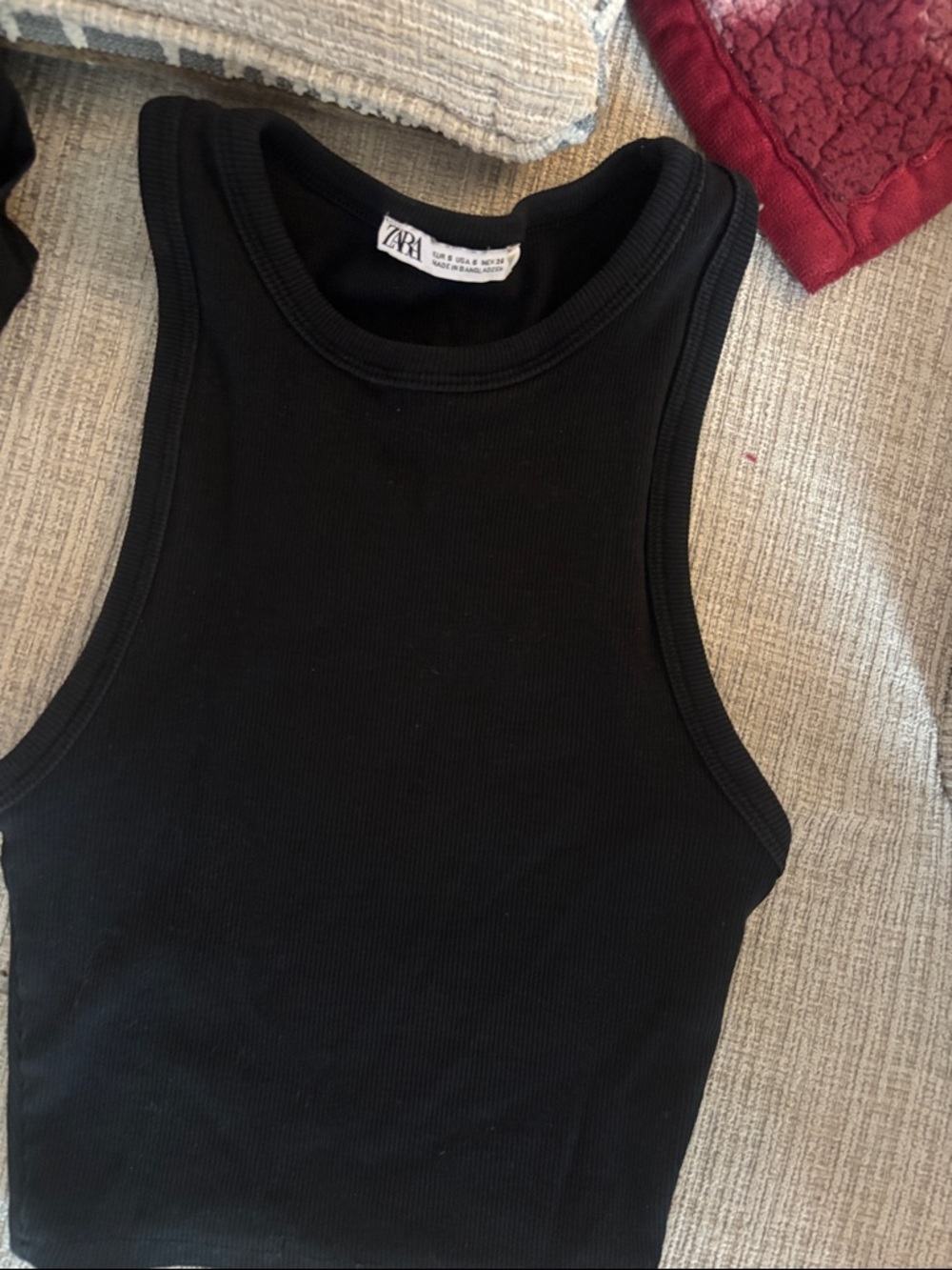 Zara Black Ribbed Crewneck Tank